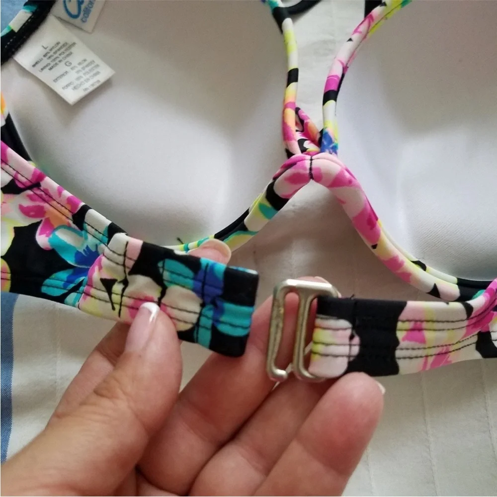 Sexy Black Floral Bikini Bottom California Waves